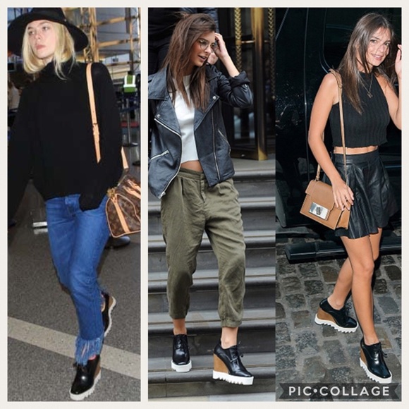 STELLA MCCARTNEY Leana Black Wedge Oxford - Picture 2 of 6